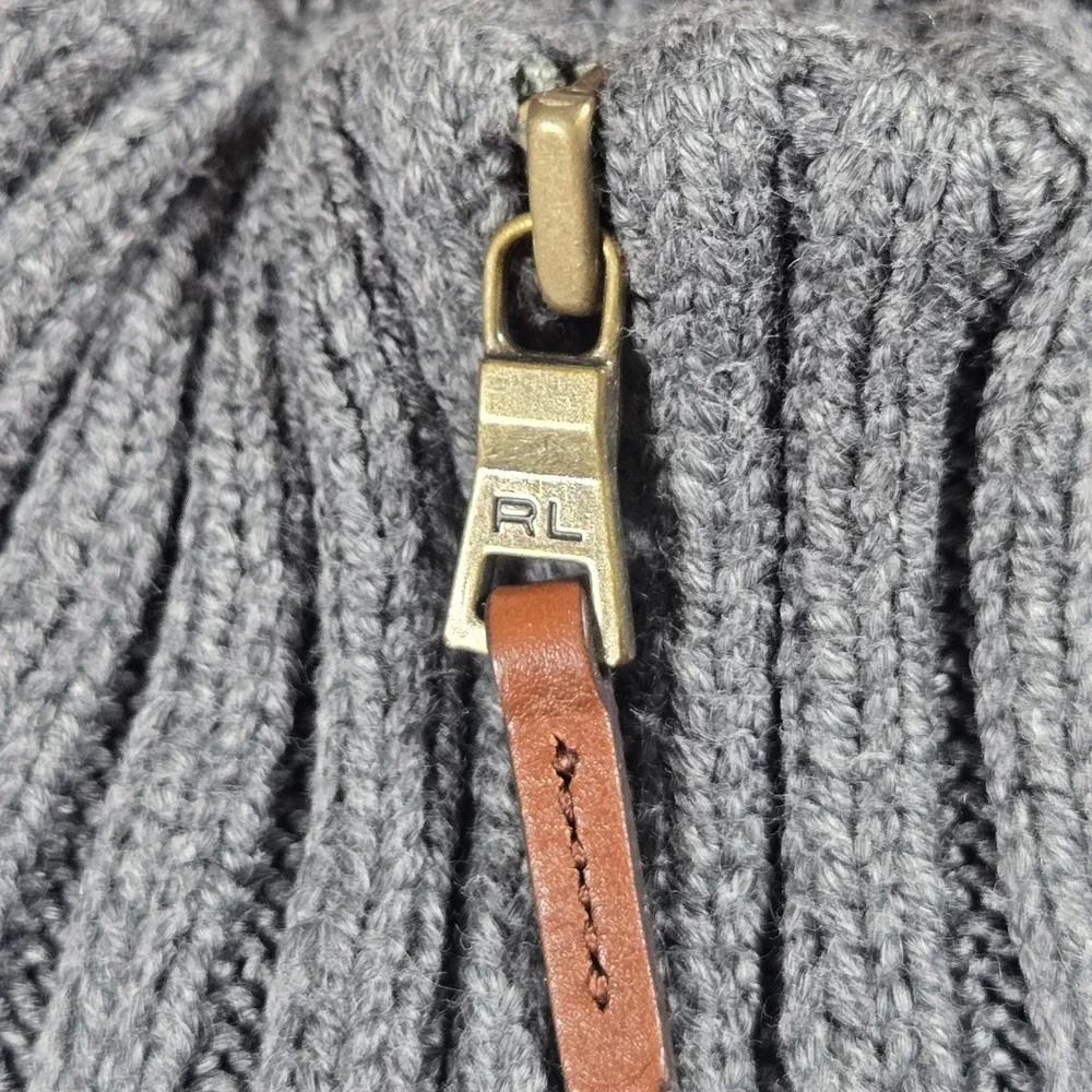 Polo Ralph Lauren Mens Gray 100% Cotton Shaker Rib Quarter Zip Sweater Large